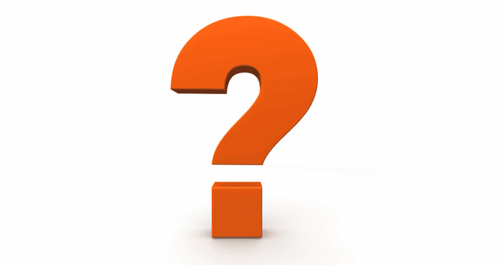 Icono de signo de interrogación naranja en 3D sobre fondo blanco, simbolizando las preguntas frecuentes de los autónomos al emitir facturas a Canarias con IGIC o inversión del sujeto pasivo.